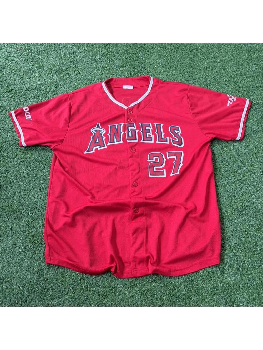 Los Angeles Angels Mike Trout Red MLB Jersey Large MVP ROTY Baseball